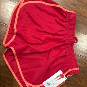 Women's Athletic Shorts in Red with Orange Trim